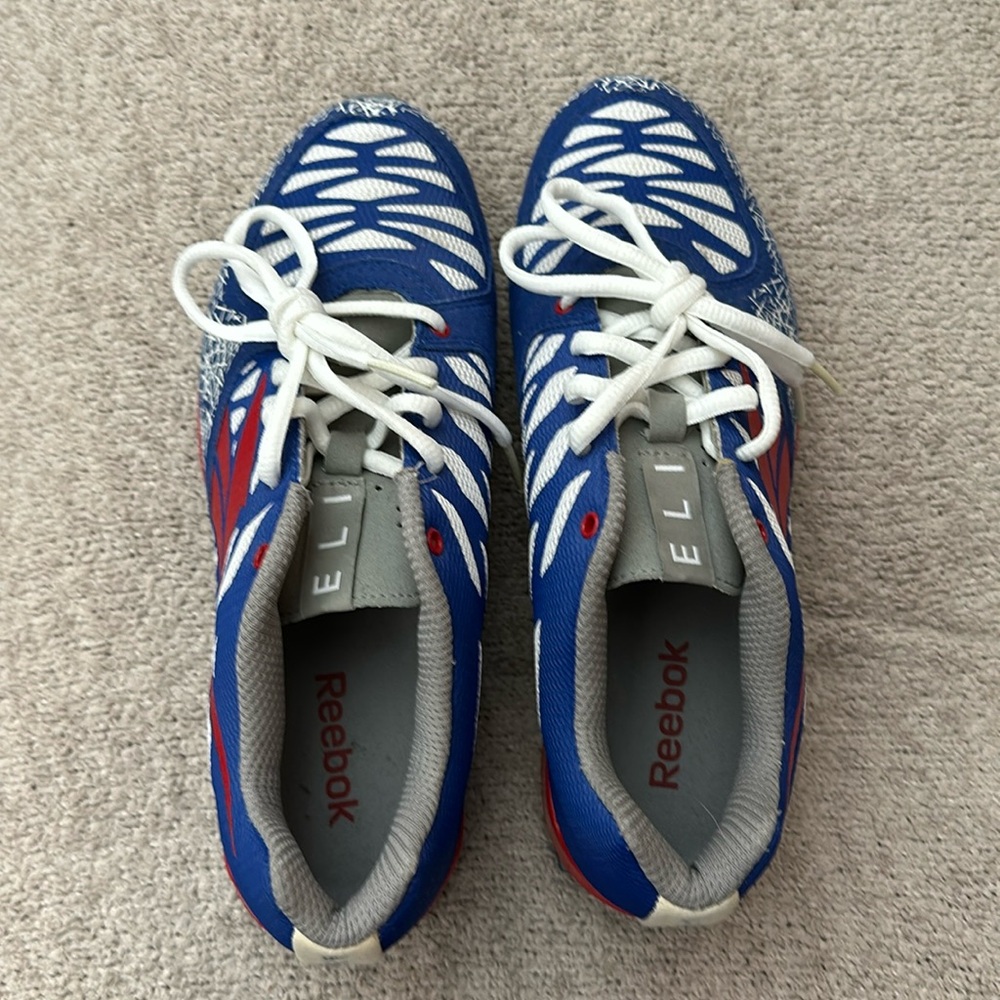 Reebok Eli Manning custom sample turf cleat shoes. Small yellow stain pictured